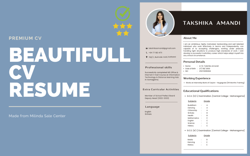 Beautiful CV Resume for Jobs | Simple and Professional Resume Template
