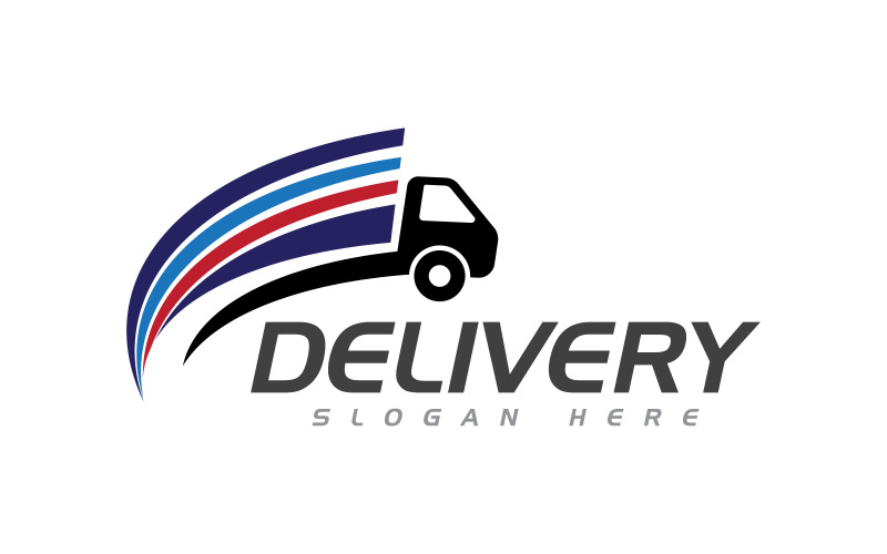Fast shipping delivery truck flat vector icon design template.v6 Illustration
