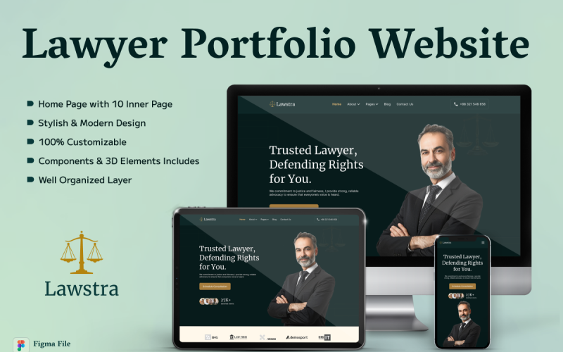 Lawstra - Lawyer Portfolio Figma Template UI Element