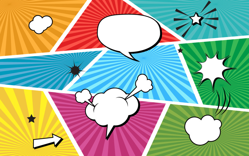 Comic Book Pop art Design Element Vector Illustration v.6