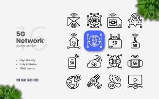 16 5G Network Outline Icon Set