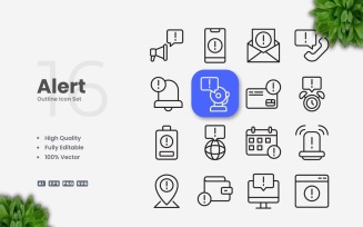 16 Alert Outline Icon Set