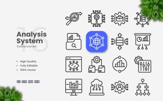 16 Analysis System Outline Icon Set