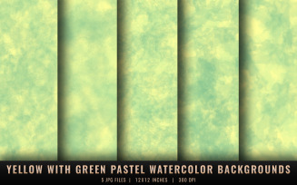 Yellow with Green Pastel Watercolor Backgrounds