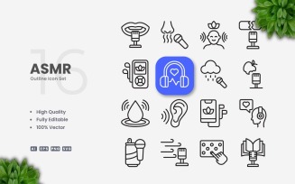 16 ASMR Outline Icon Collection