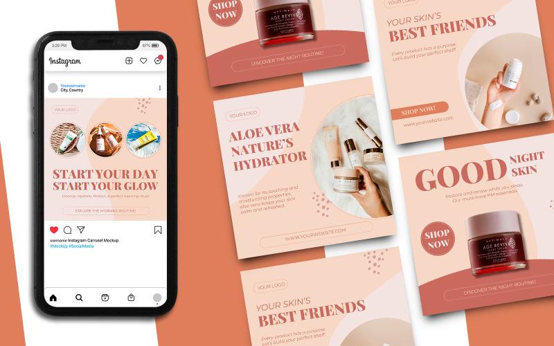 Skincare Sale Instagram Post Template 4653 Social Media