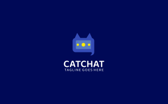Cat Chat Simple Logo Template