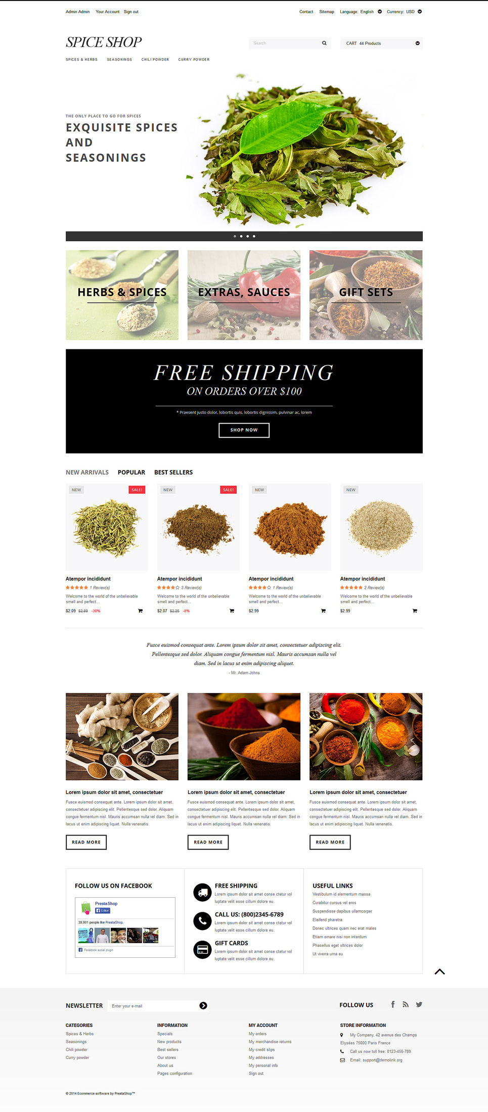 Spices and Seasonings PrestaShop Theme New Screenshots BIG