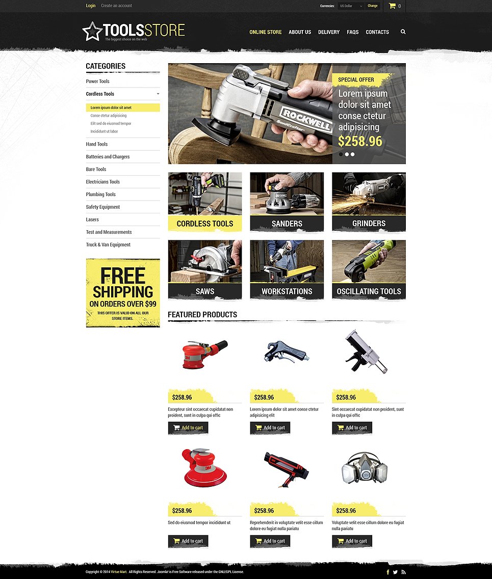 Tools Shop Virtuemart Template #48847