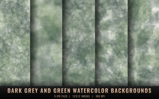 Dark Grey and Green Watercolor Backgrounds