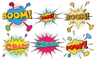 Explode Comic Book Pop art Design Element Vector Illustration v.1