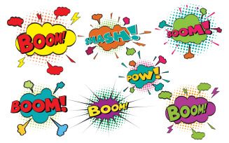 Explode Comic Book Pop art Design Element Vector Illustration v.4