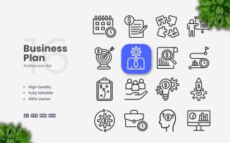 16 Business Plan Outline Icon Set