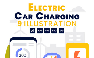 9 Electric Car Battery Charging Illustration