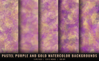 Pastel Purple and Gold Watercolor Backgrounds