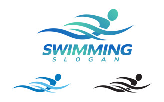 Water Sport swimming Vector illustration Logo design Template v.30
