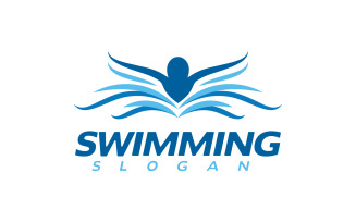 Water Sport swimming Vector illustration Logo design Template v.40