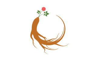 Ginseng herbal vector icon illustration logo design template v.1