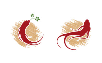 Ginseng herbal vector icon illustration logo design template v.24