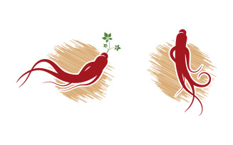 Ginseng herbal vector icon illustration logo design template v.25