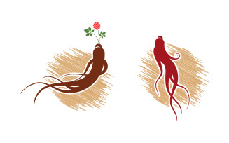 Ginseng herbal vector icon illustration logo design template v.27