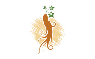 Ginseng herbal vector icon illustration logo design template v.28
