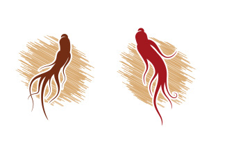 Ginseng herbal vector icon illustration logo design template v.29