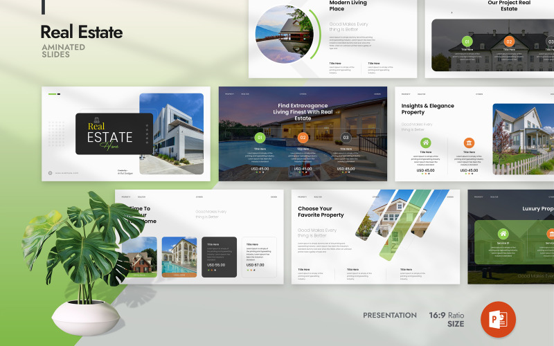 Home Real Estate Presentation Template Design PowerPoint Template