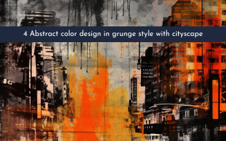 Abstract color design in grunge style with cityscape