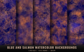 Blue and Salmon Watercolor Backgrounds