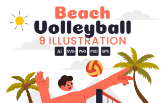 9 Beach Volleyball Player Illustration