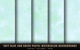Soft Blue and Green Pastel Watercolor Backgrounds