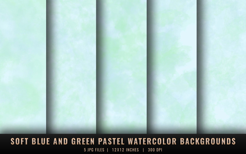 Soft Blue and Green Pastel Watercolor Backgrounds