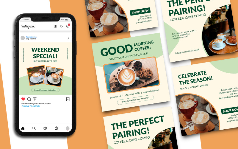 Coffee Shop Instagram Post Template 269 Social Media