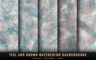 Teal and Brown Watercolor Backgrounds