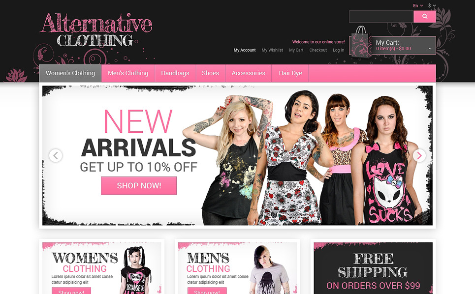 Alternative Clothing Store Magento Theme 48934