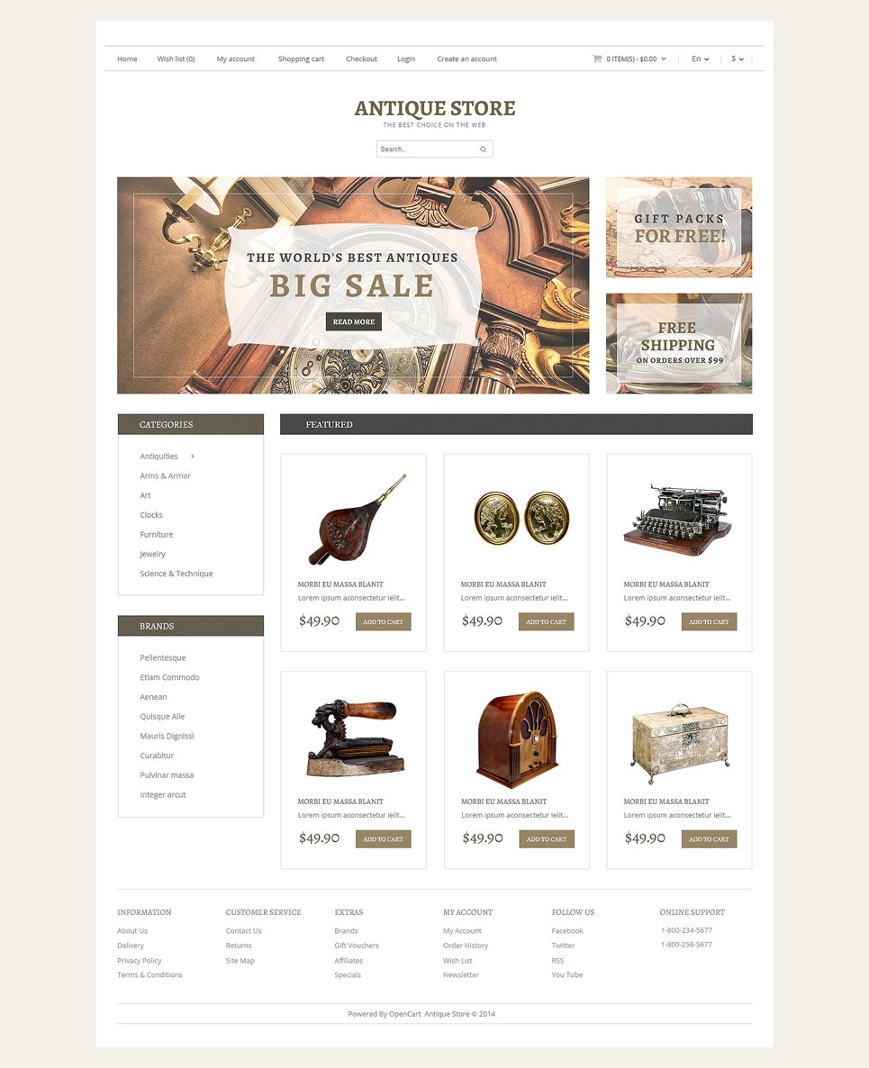 Antique Store Responsive OpenCart Template New Screenshots BIG