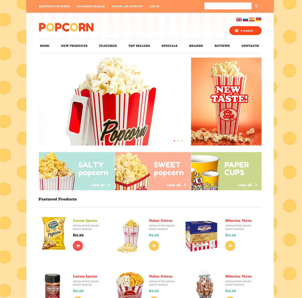Ideal Popcorn osCommerce Theme Big Screenshot Ideal Popcorn OsCommerce Template New Screenshots BIG