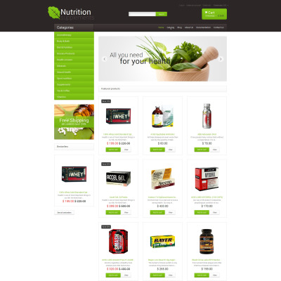 Nutrition Store Responsive Shopify Theme #48997