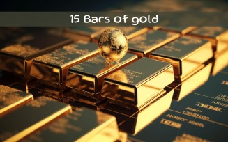 Bars of gold wall AI image