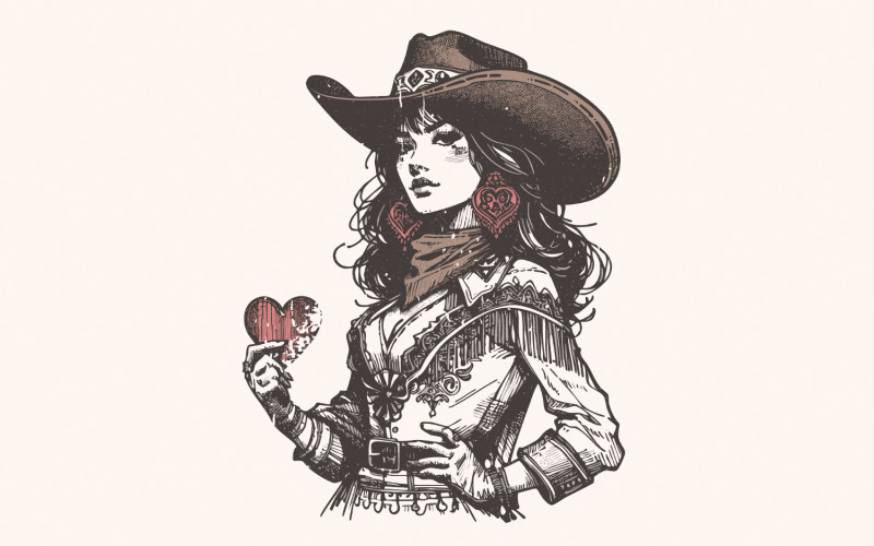 Cowgirl Hearts Queen Png, Poker Card Cowgirl Western Clipart, Digital Download, Western Sublimation Illustration