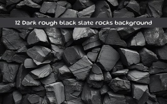 Dark rough black slate rocks background