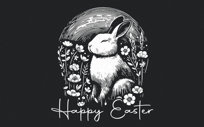 Happy Easter png, Easter png, Bunny png, Floral Bunny png, Spring png, Flowers png, Easter Shirt Illustration