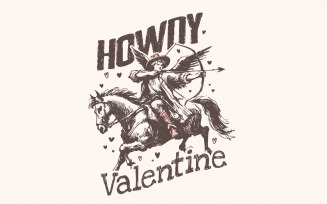 Howdy Valentine Cowboy Cupid PNG, Western Retro Valentine Design, Vintage Cupid Art, Romantic
