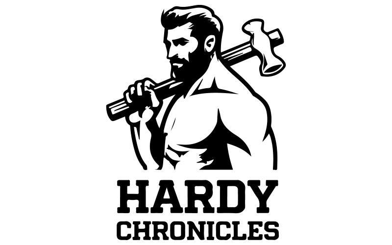 Masculine man with a beard illustration Illustration