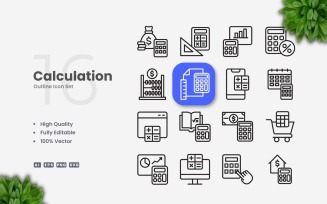 16 Calculation Outline Icon