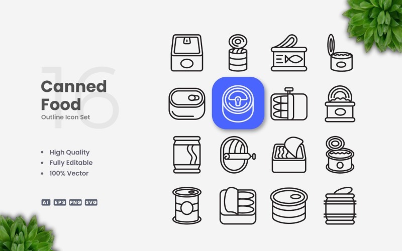 16 Canned Food Outline Icon Icon Set