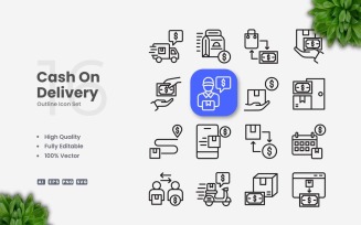 16 Cash on Delivery Outline Icon Set
