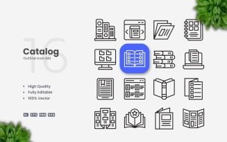 16 Catalog Outline Icon Set