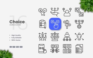 16 Choice Outline Icon Set